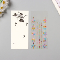 Наклейка пластик стразы тату на тело "Цветочная аппликация" цветная набор 2 листа 18х8 см