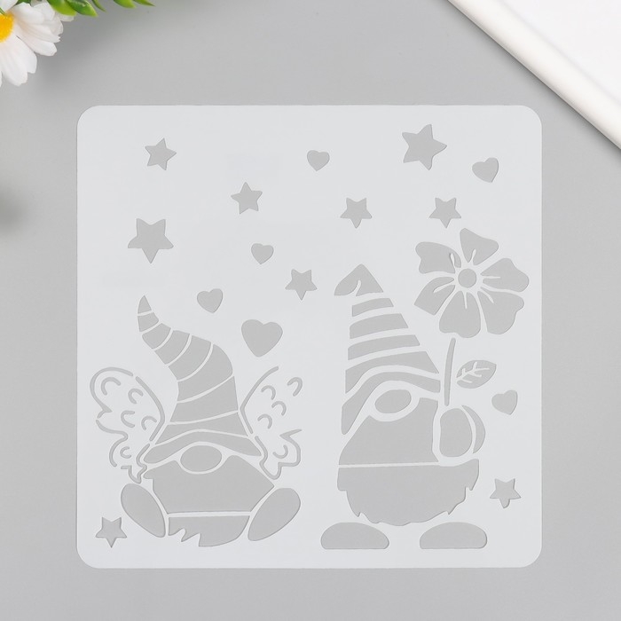 Трафарет пластик Трафарет пластик "Цветочные гномы" 20х20 см