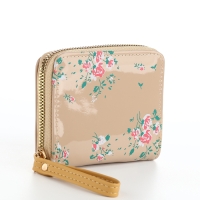 Кошелёк женский на молнии, лакированный, цвет бежевый