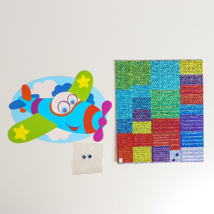 Аппликация стикерами форменная &laquo;Самолёт&raquo;, набор для творчества, стикерная мозаика