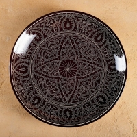 Ляган Риштанская Керамика "Узоры", 32 см, коричневый микс