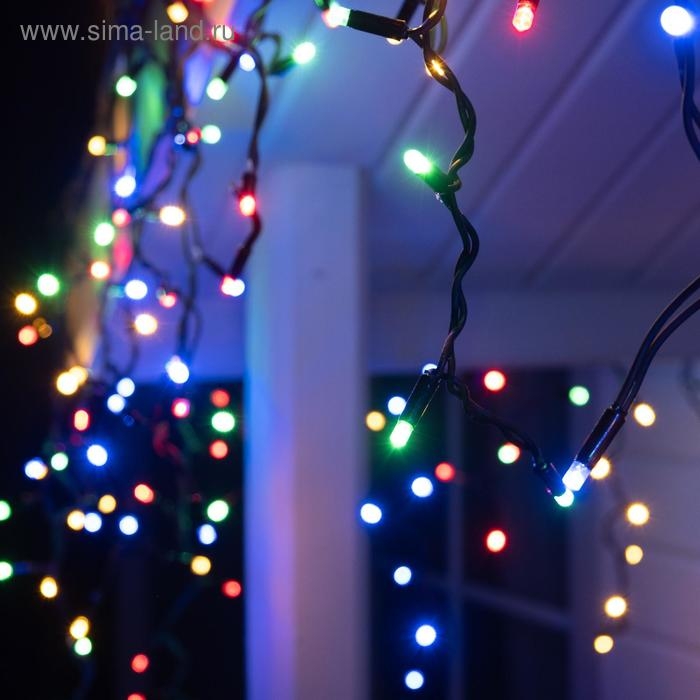 Гирлянда Гирлянда "Бахрома" 3 х 0.6 м , IP65, УМС, тёмная нить каучук, 108 LED, свечение мульти, 220 В