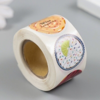 Наклейка бумага "Вкусности" d=2,5 см 252 шт в рулоне Наклейка бумага "Вкусности" d=2,5 см 252 шт в рулоне