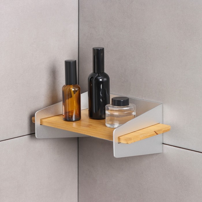 Полка настенная, 31×17,5×12 см, алюминий, бамбук Полка настенная, 31×17,5×12 см, алюминий, бамбук