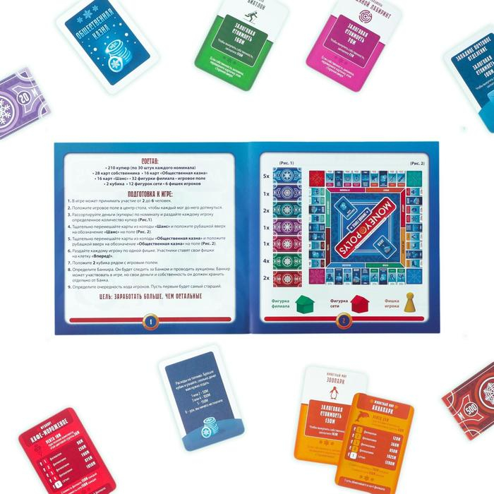 Новогодняя настольная игра &laquo;Новый год: MONEY POLYS. Зимний город&raquo;, 60 карт, 2 кубика, 6 фишек, 10+