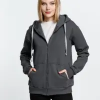 Толстовка на молнии с капюшоном Siverga Heavy, темно-серая (графит), размер XS