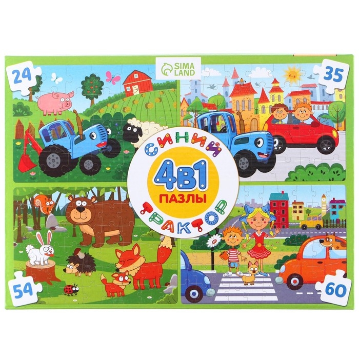 Набор пазлов 4 в 1 &laquo;Синий трактор&raquo;