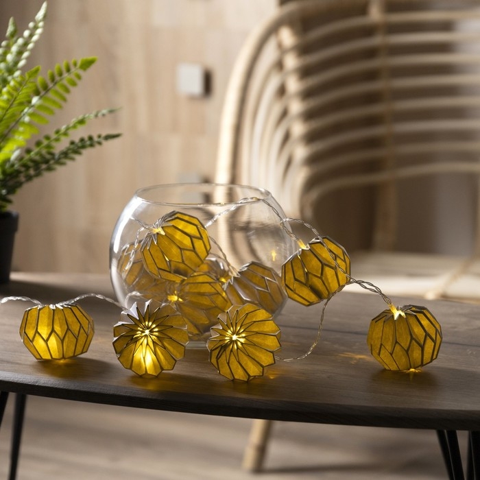 Гирлянда &laquo;Нить&raquo; 2 м с насадками &laquo;Синий фонарик&raquo;, IP20, прозрачная нить, 10 LED, батарейки AAx2 (нет в комплекте), свечение тёплое белое