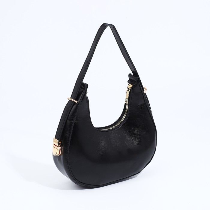 Сумка-багет на молнии, цвет чёрный