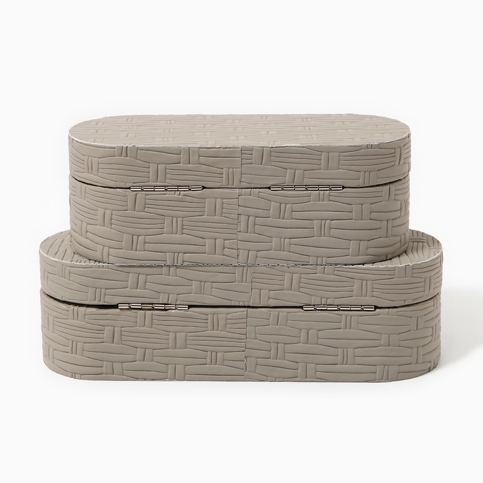 Шкатулка для украшений &laquo;Плетения&raquo; экокожа, набор 2 шт.
