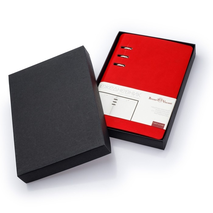 Ежедневник недатированный А5, 120 листов на кольцах FIRENZE, обложка искусственная кожа, блок 70г/м2, серый