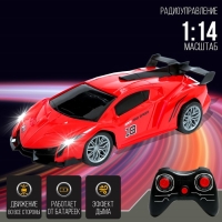 Машина радиоуправляемая &laquo;Спорткар&raquo;, свет, эффект дыма, работает от аккумулятора, цвет красный