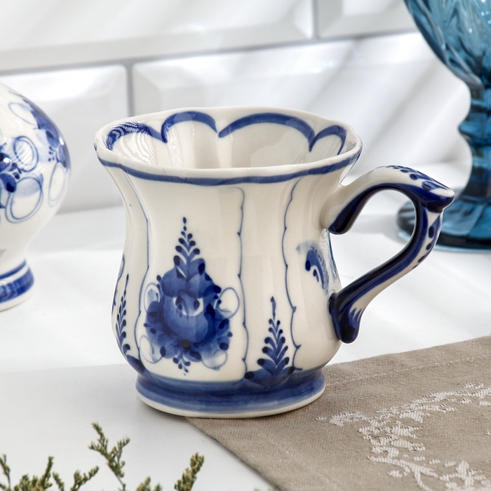 Кружка Кружка "Солнышко", малый, гжель, фарфор, 9х7,5 см