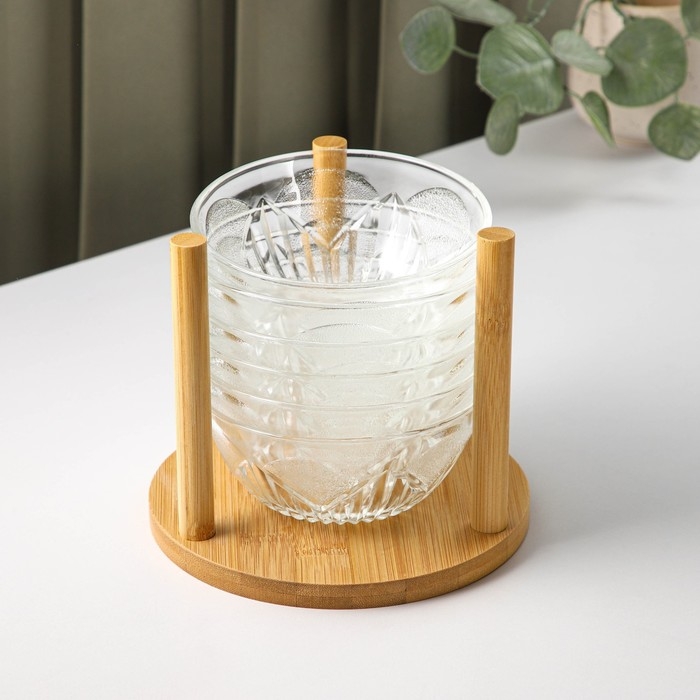 Набор стеклянных салатников на подставке &laquo;Вирго&raquo;, 330 мл, d=12,5 см, 6 шт