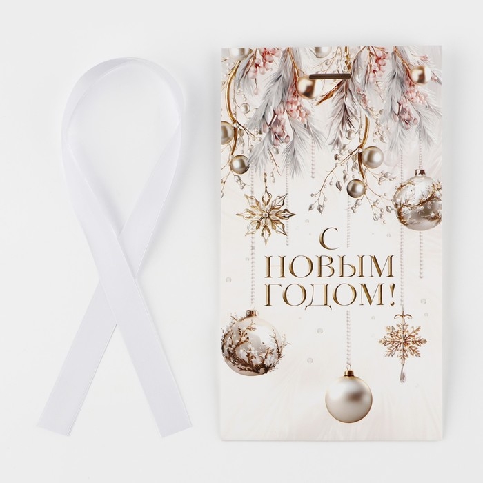 Пакет подарочный новогодний с лентой &laquo;Вошебный Новый год&raquo;, 13 х 23 х 7 см , Новый год