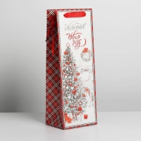 Пакет под бутылку крафтовый &laquo;Волшебных моментов&raquo;, 13 х 36 х 10 см, Новый год