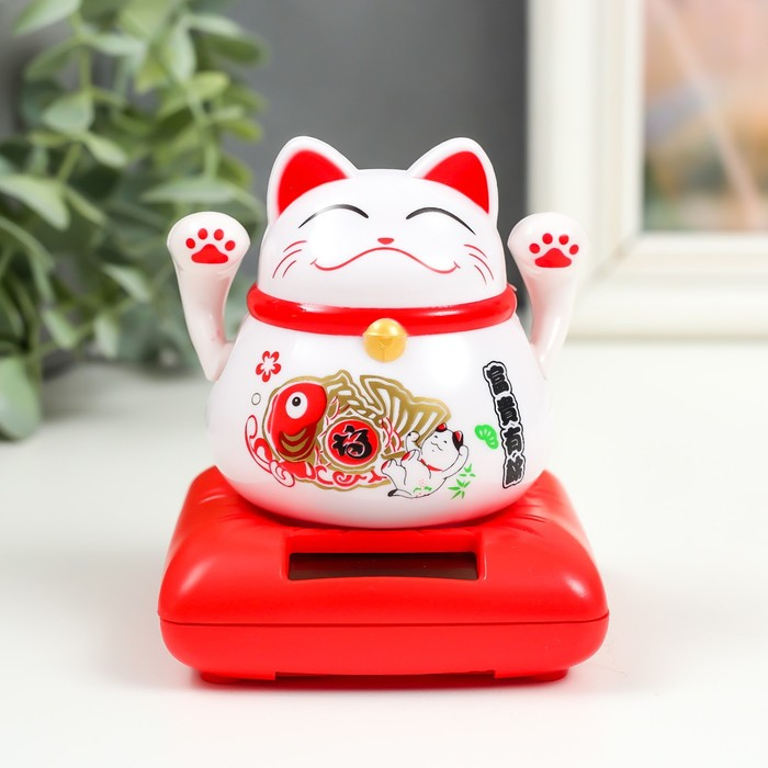 Маятник пластик от солнечной батареи Маятник пластик от солнечной батареи "Кот Манэки-нэко с веером" 8,5х7х7 см