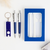 Набор подарочный 3в1 (2 ручки, фонарик синий) Набор подарочный 3в1 (2 ручки, фонарик синий)