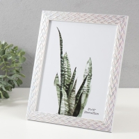 Фоторамка пластик 20х25 см "Двойная коса" серебро с голографией 23,4х28,5 см