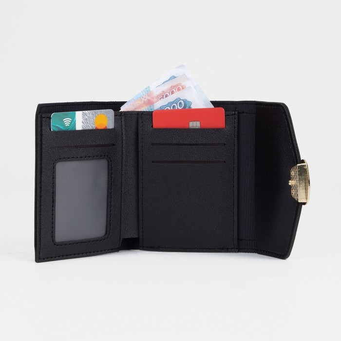 Кошелёк женский на кнопке, цвет чёрный Кошелёк женский на кнопке, цвет чёрный