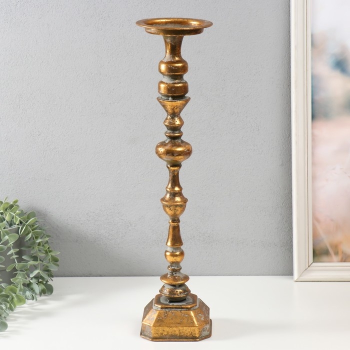 Подсвечник металл на 1 свечу Подсвечник металл на 1 свечу "Фауст" состаренная бронза 11х11х48,5 см