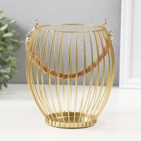 Подсвечник металл, текстиль на 1 свечу "Корзина" d=10 см бронза 15х15х17 см Подсвечник металл, текстиль на 1 свечу "Корзина" d=10 см бронза 15х15х17 см