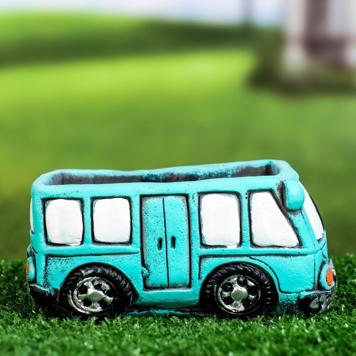 Горшок "Автобус Бон" зеленый, 14х8х7см