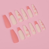 Накладные ногти &laquo;Розовая дымка&raquo;, 12 шт, с клеевыми пластинами, форма балерина, цвет розовый/бежевый