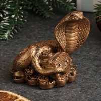 Новый год. Символ 2025. Фигура "Змея с сундуком" бронза, 6х6х5см