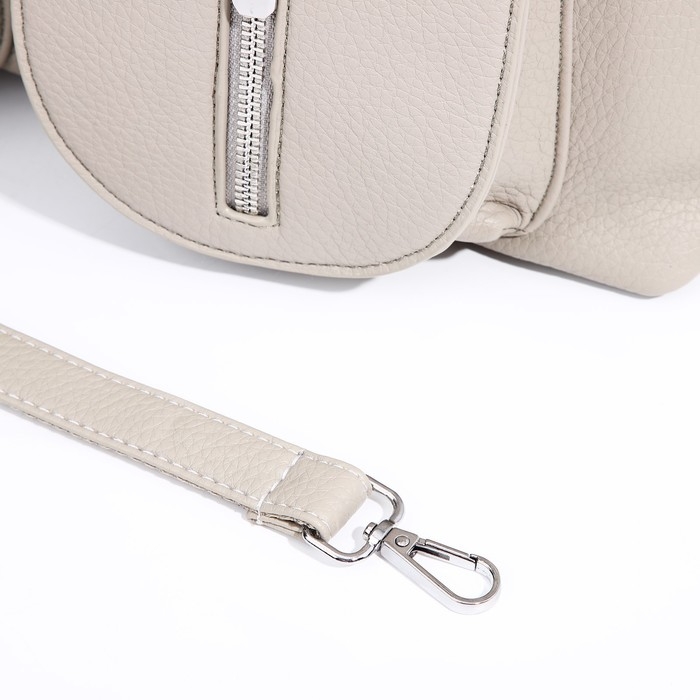 Сумка-тоут на молнии, 3 наружных кармана, цвет светло-серый Сумка-тоут на молнии, 3 наружных кармана, цвет светло-серый