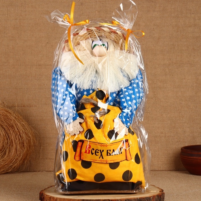 Домовой Иваныч "Всех благ", с мешком, 40 х 24 см, микс