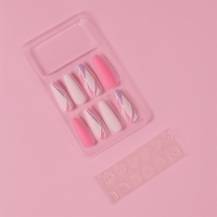 Накладные ногти &laquo;Розовое настроение&raquo;, 12 шт, с клеевыми пластинами, форма балерина, разноцветные