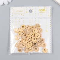 Пуговицы дерево для творчества 4 прокола "Стежки на круге" набор 40 шт 1,2х1,2х0,3 см