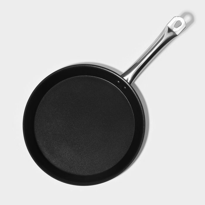 Сковорода блинная из нержавеющей стали &laquo;Общепит&raquo;, d=28 см, толщина корпуса 0,6 мм, капсульное дно 3,5 мм, антипригарное покрытие, индукция