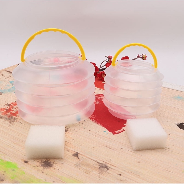 Стакан для кистей складной d=6 см, с губкой, прозрачный с ручкой