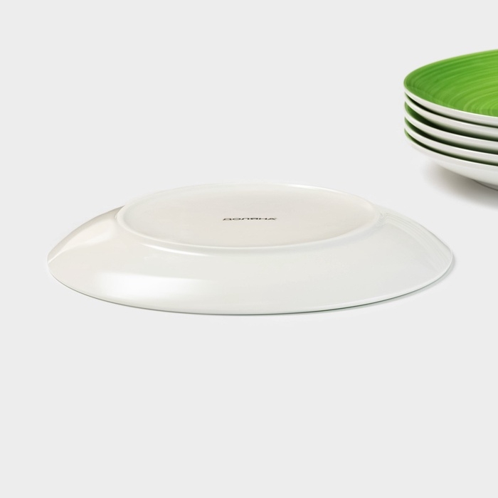 Набор тарелок Доляна «Палитра», d=26,5 см, фарфор, 6 шт, зелёный Набор тарелок Доляна «Палитра», d=26,5 см, фарфор, 6 шт, зелёный