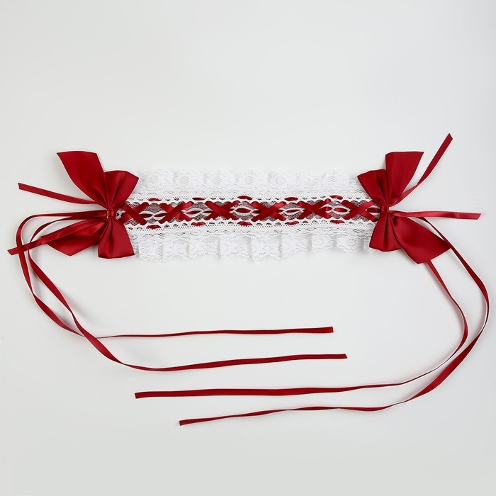 Карнавальная повязка &laquo;Лолита&raquo;, цвет красный с белой тесьмой