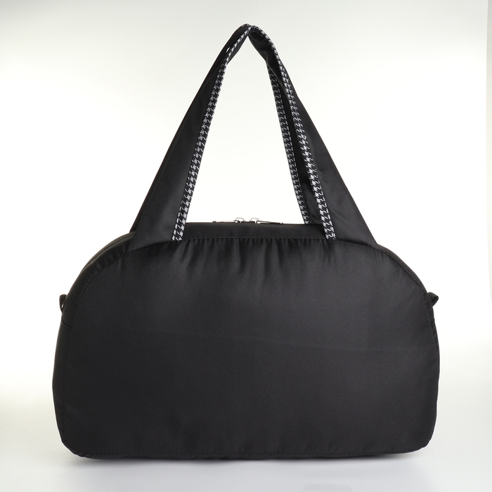 Сумка спортивная на молнии, наружный карман, длинный ремень, средний размер, цвет чёрный