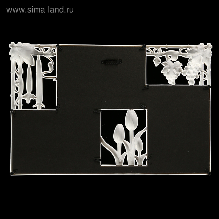 Фоторамка пластик на 3 фото 10х15 см Фоторамка пластик на 3 фото 10х15 см "Тюльпаны и виноград" золотая с белым 26х40 см