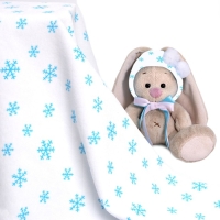 Отрез трикотажный для рукоделия, велюр, на белом фоне голубые снежинки, 45 х 50 см Отрез трикотажный для рукоделия, велюр, на белом фоне голубые снежинки, 45 х 50 см