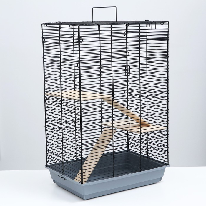 Клетка для шиншиллы (2 деревянные полки), 58 х 40 х 90 см микс цветов Клетка для шиншиллы (2 деревянные полки), 58 х 40 х 90 см микс цветов