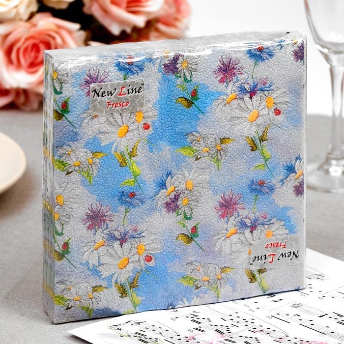 Салфетки бумажные New Line FRESCO &laquo;Полевые цветы&raquo;, 2 слоя, 33*33 см, 20 шт.