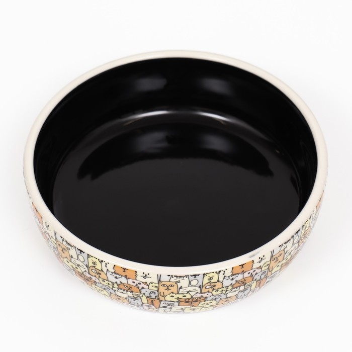 Миска керамическая Миска керамическая "Графичная Собаки" 300мл, 12 х 3,5 см, бежево-черная