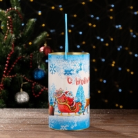 Новый год. Подарочная коробка, тубус &laquo;Тройка оленей&raquo; 120 х 220 мм (200 мм внутр. высота).