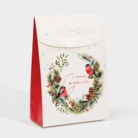 Коробка подарочная новогодняя складная «Снегири», 15 х 7 х 22 см, Новый год Коробка подарочная новогодняя складная «Снегири», 15 х 7 х 22 см, Новый год