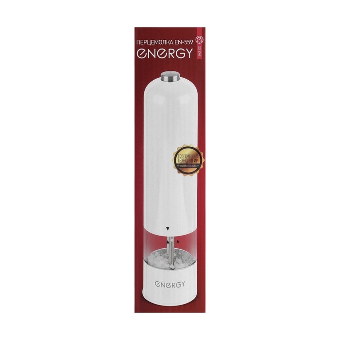Мельница электрическая ENERGY EN-559, автоматическая, пластик, 4хАА, белая Мельница электрическая ENERGY EN-559, автоматическая, пластик, 4хАА, белая