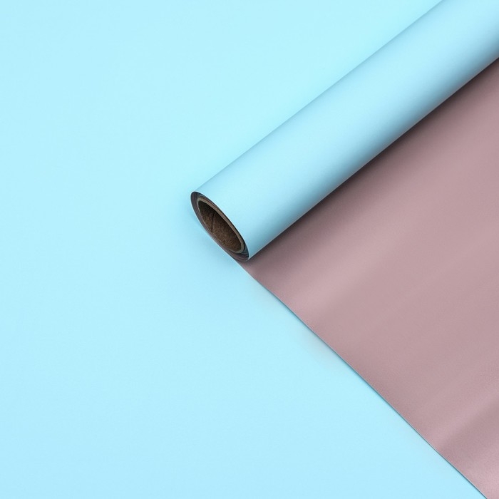 Пленка матовая для цветов, двухсторонняя, Пленка матовая для цветов, двухсторонняя,"Аура",синий - бронза, 57 см х 5 м