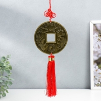 Подвеска металл "Монета с драконом и фениксом с узлом счастья" 40х13х1,3 см Подвеска металл "Монета с драконом и фениксом с узлом счастья" 40х13х1,3 см