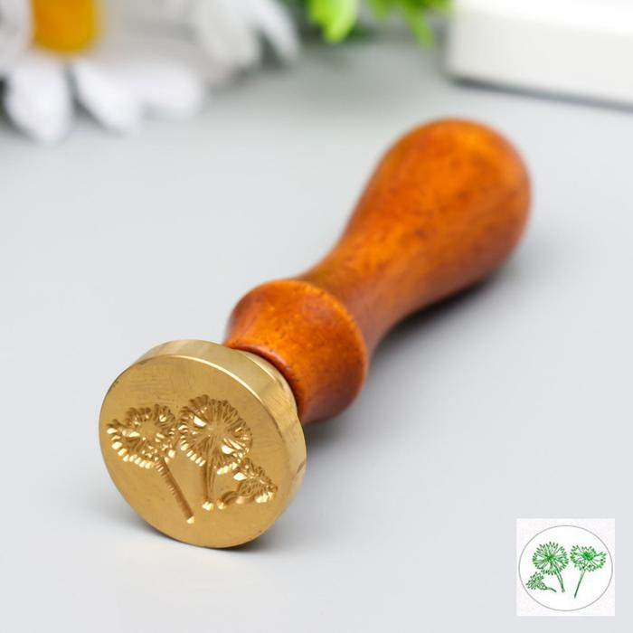 Печать для сургуча с деревянной ручкой Печать для сургуча с деревянной ручкой "Васильки" 9х2,5х2,5 см