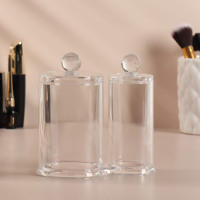 Органайзер для хранения ватных палочек и дисков, с крышкой, 2 секции, 12,5 × 7,3 × 13,5 см, в картонной коробке, цвет прозрачный Органайзер для хранения ватных палочек и дисков, с крышкой, 2 секции, 12,5 × 7,3 × 13,5 см, в картонной коробке, цвет прозрачный